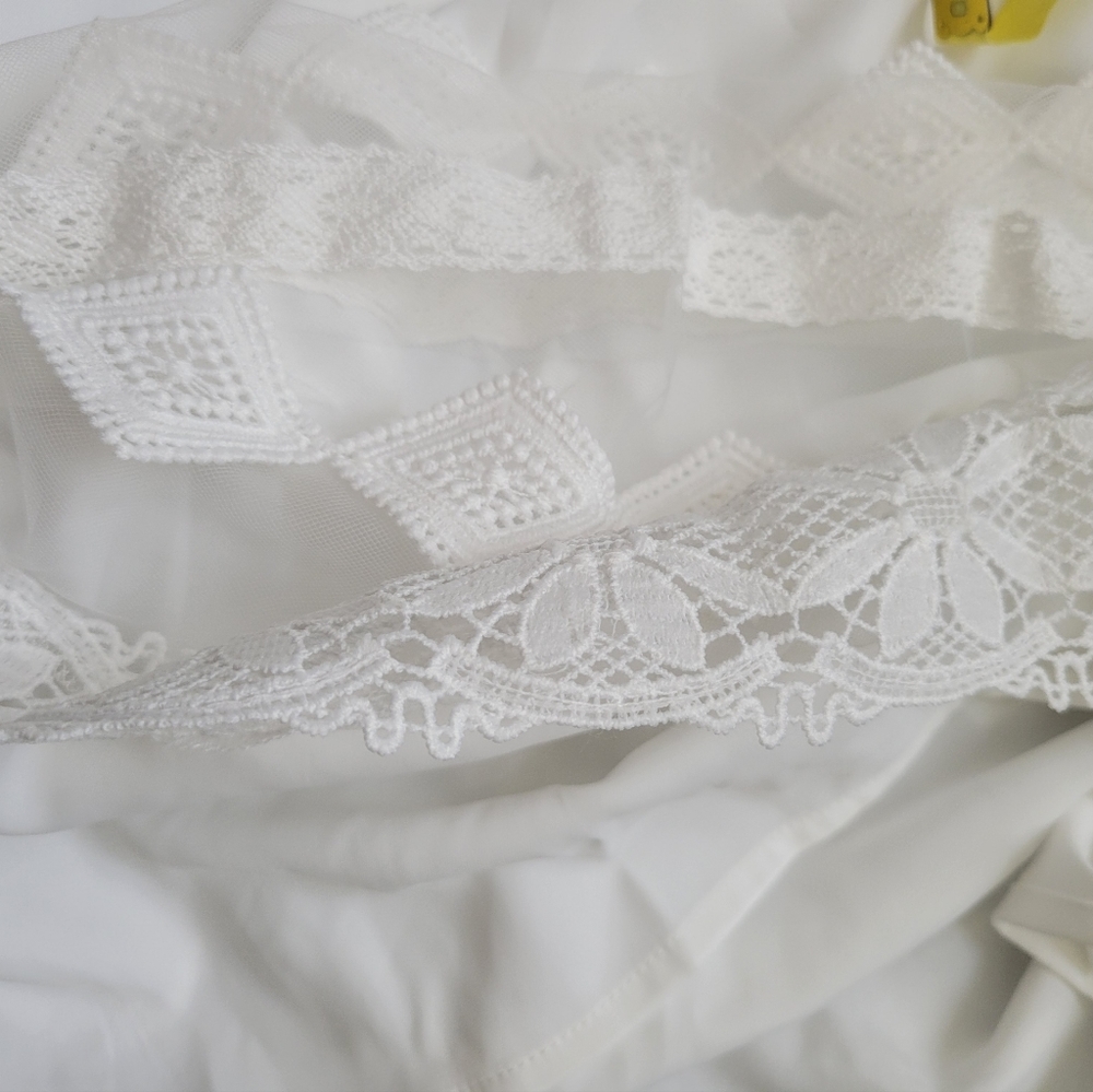 NWT White Oversized Peasant Lace Flowy Boho Cottage Core Dress Size Medium Large - Picture 9 of 11